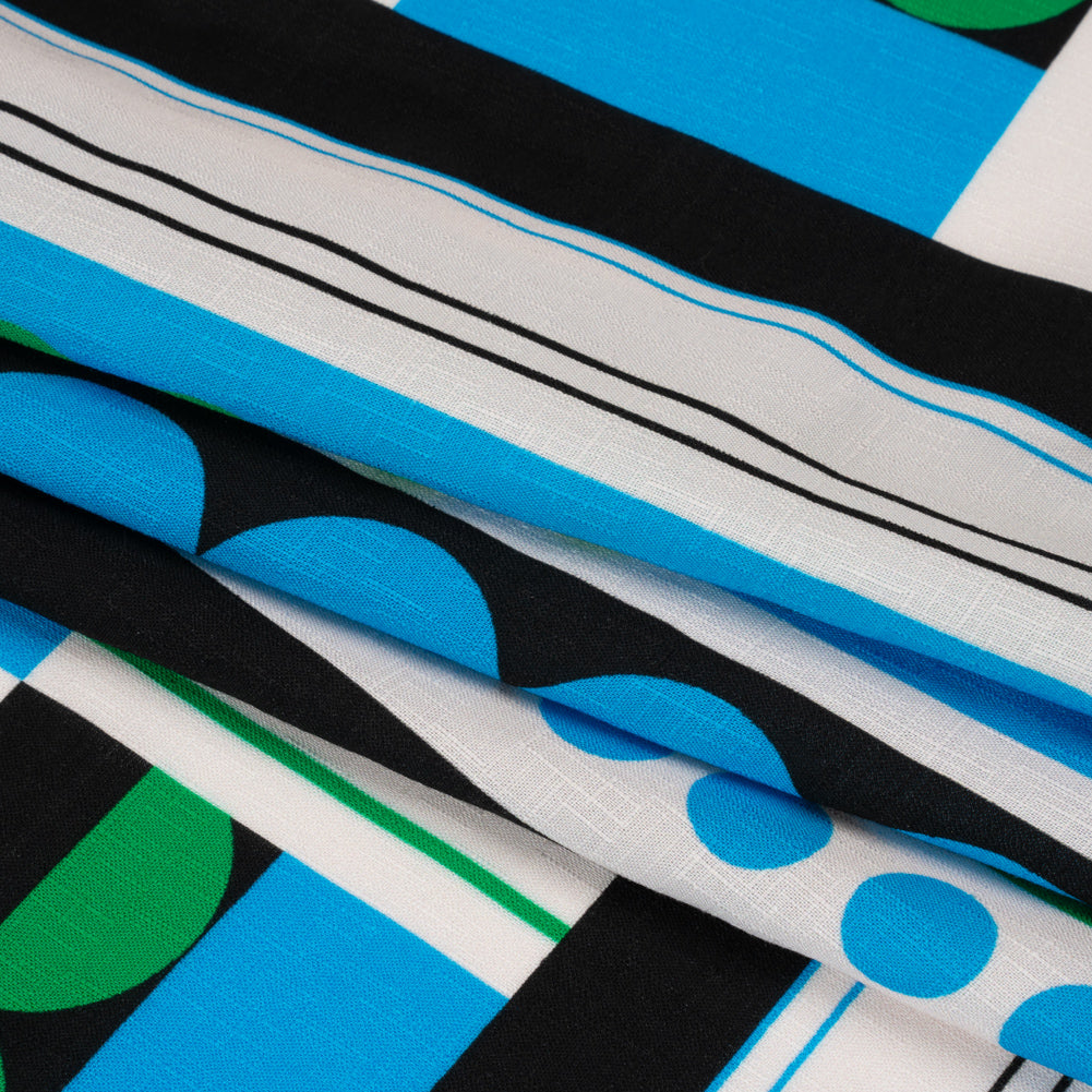 Slubbed Viscose Woven Panel - Blue, Green and Black Abstract Geometric - Mood Exclusive Abstract Thoughts Folded Slubbed Viscose Woven Panel - Blue, Green and Black Abstract Geometric - Mood Exclusive Abstract Thoughts Folded