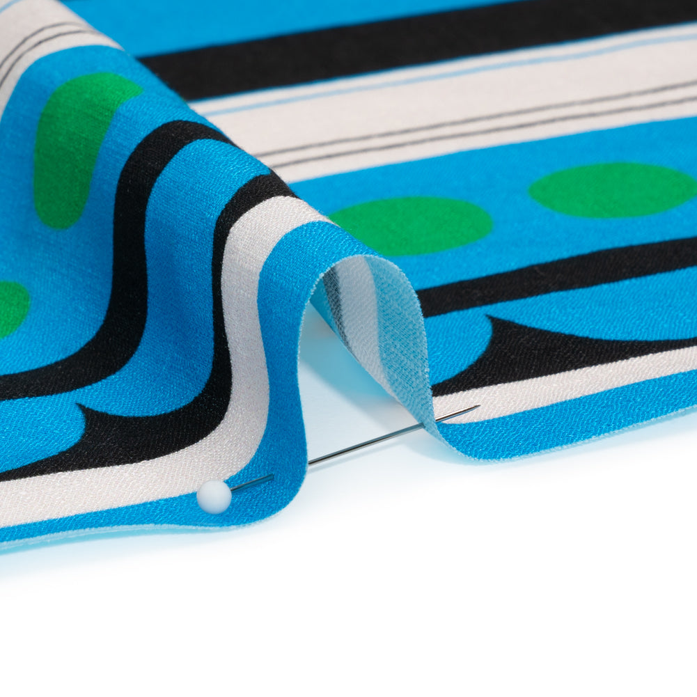 Slubbed Viscose Woven Panel - Blue, Green and Black Abstract Geometric - Mood Exclusive Abstract Thoughts Detail Slubbed Viscose Woven Panel - Blue, Green and Black Abstract Geometric - Mood Exclusive Abstract Thoughts Detail