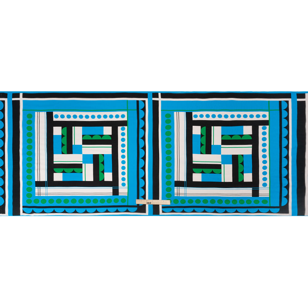 Slubbed Viscose Woven Panel - Blue, Green and Black Abstract Geometric - Mood Exclusive Abstract Thoughts Full Slubbed Viscose Woven Panel - Blue, Green and Black Abstract Geometric - Mood Exclusive Abstract Thoughts Full