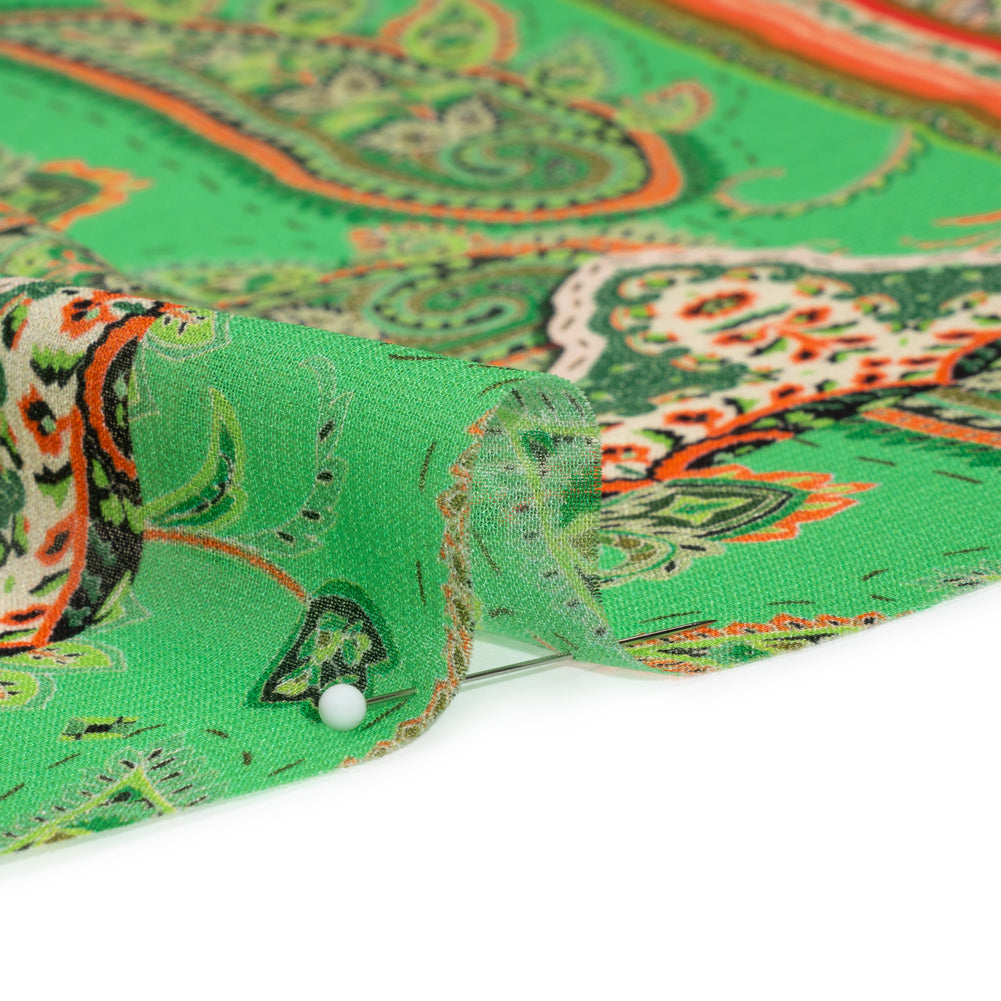 Mood Exclusive Green Petals and Paisleys Viscose Georgette Folded Mood Exclusive Green Petals and Paisleys Viscose Georgette Folded
