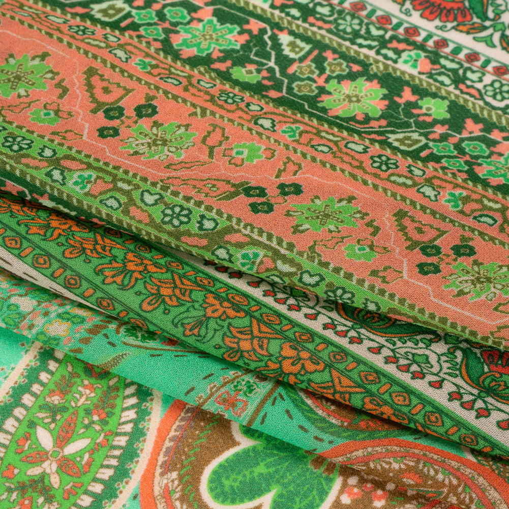 Mood Exclusive Green Petals and Paisleys Viscose Georgette Full Mood Exclusive Green Petals and Paisleys Viscose Georgette Full