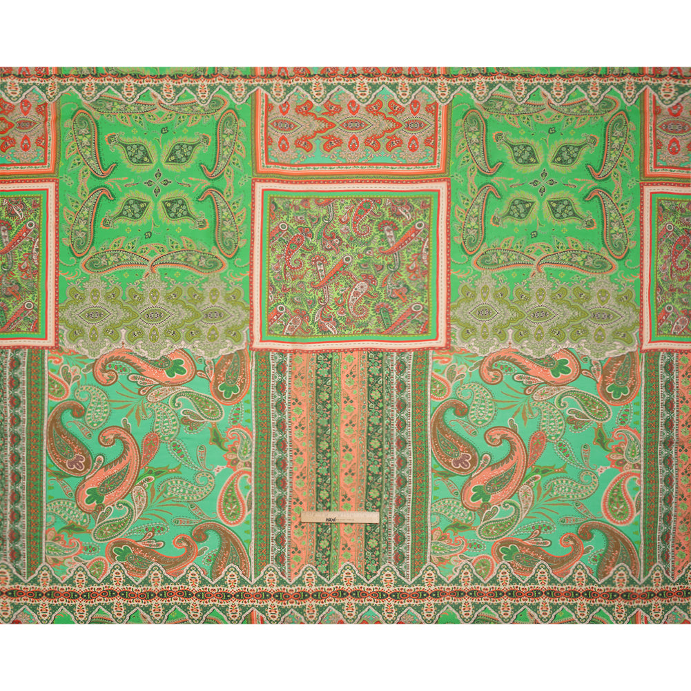 Mood Exclusive Green Petals and Paisleys Viscose Georgette Drape Mood Exclusive Green Petals and Paisleys Viscose Georgette Drape