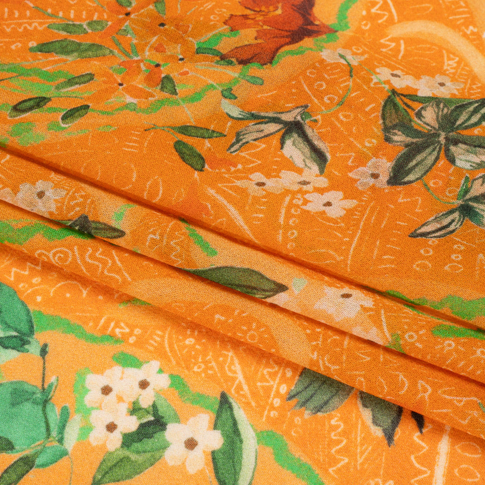 Mood Exclusive Orange Swooping Grounds Viscose Georgette Folded Mood Exclusive Orange Swooping Grounds Viscose Georgette Folded