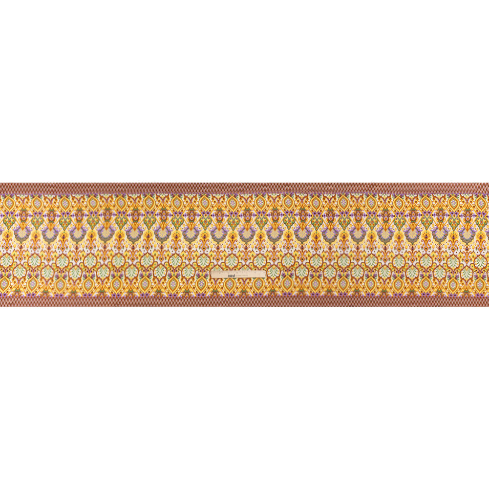 Viscose and Linen Twill Print - Yellow and Orange Stylized Flowers and Chevrons - Mood Exclusive Fashion Floral Drape Viscose and Linen Twill Print - Yellow and Orange Stylized Flowers and Chevrons - Mood Exclusive Fashion Floral Drape