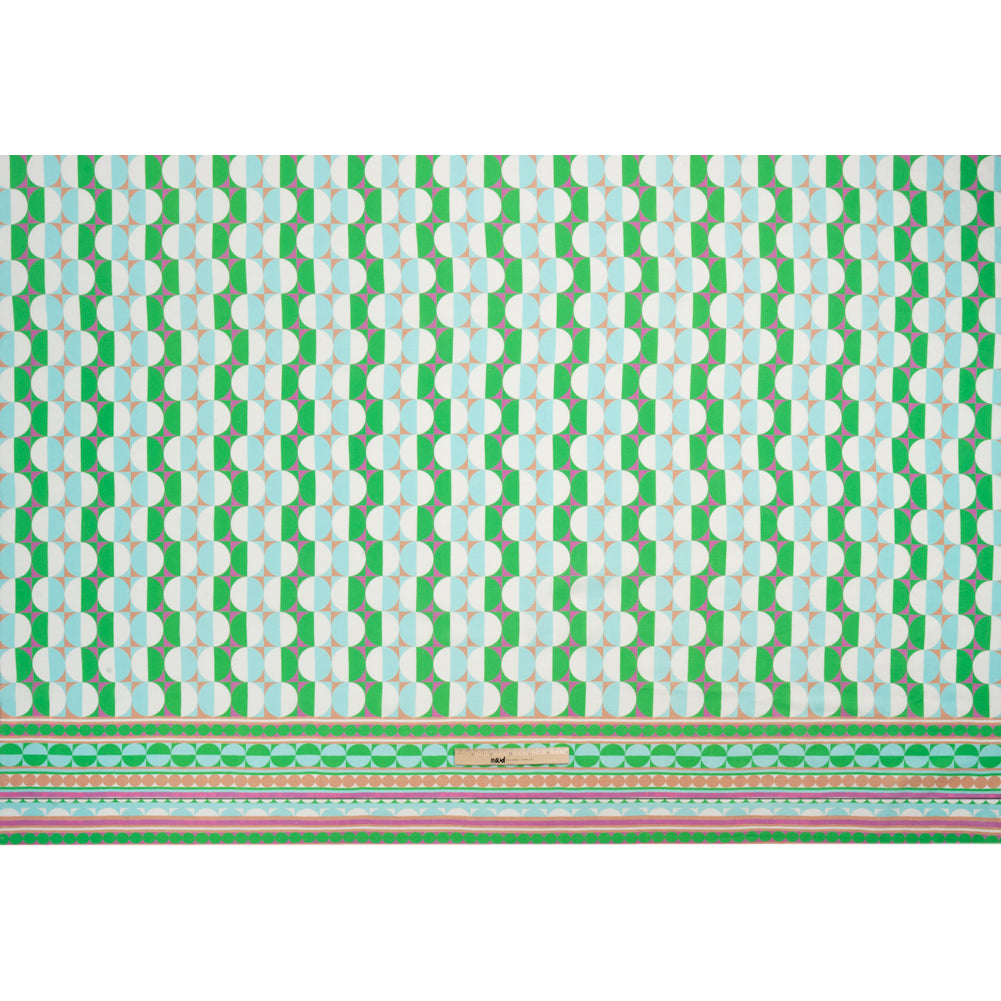 Viscose and Linen Woven Panel Print - Green and Sky Blue Split Circles - Mood Exclusive Circle Back Full Viscose and Linen Woven Panel Print - Green and Sky Blue Split Circles - Mood Exclusive Circle Back Full