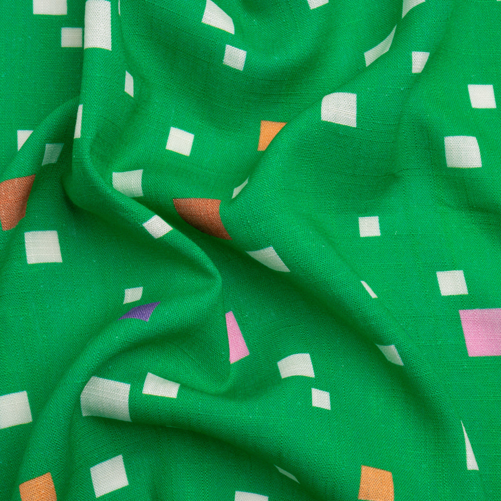 Viscose and Linen Woven Print - Green and Pink Squares - Mood Exclusive Square Dancing Viscose and Linen Woven Print - Green and Pink Squares - Mood Exclusive Square Dancing