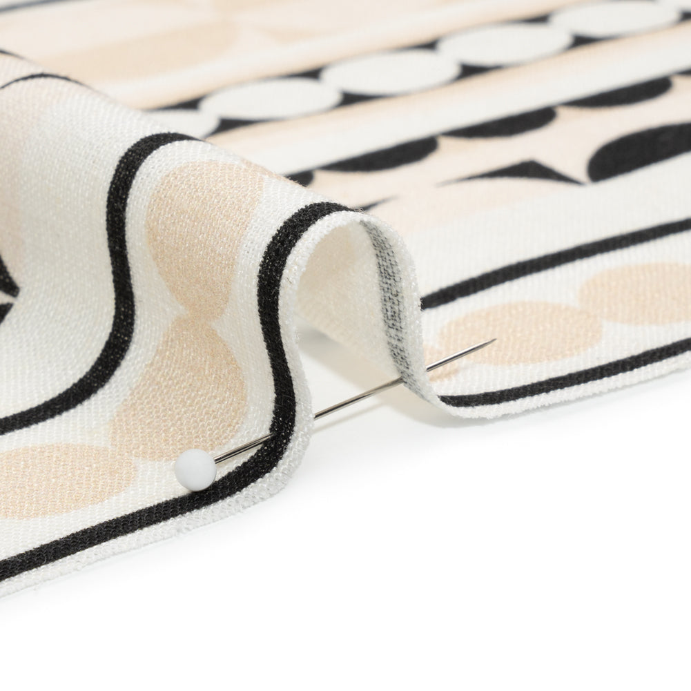 Viscose and Linen Woven Panel Print - Black and White Split Circles - Mood Exclusive Circle Back Detail Viscose and Linen Woven Panel Print - Black and White Split Circles - Mood Exclusive Circle Back Detail