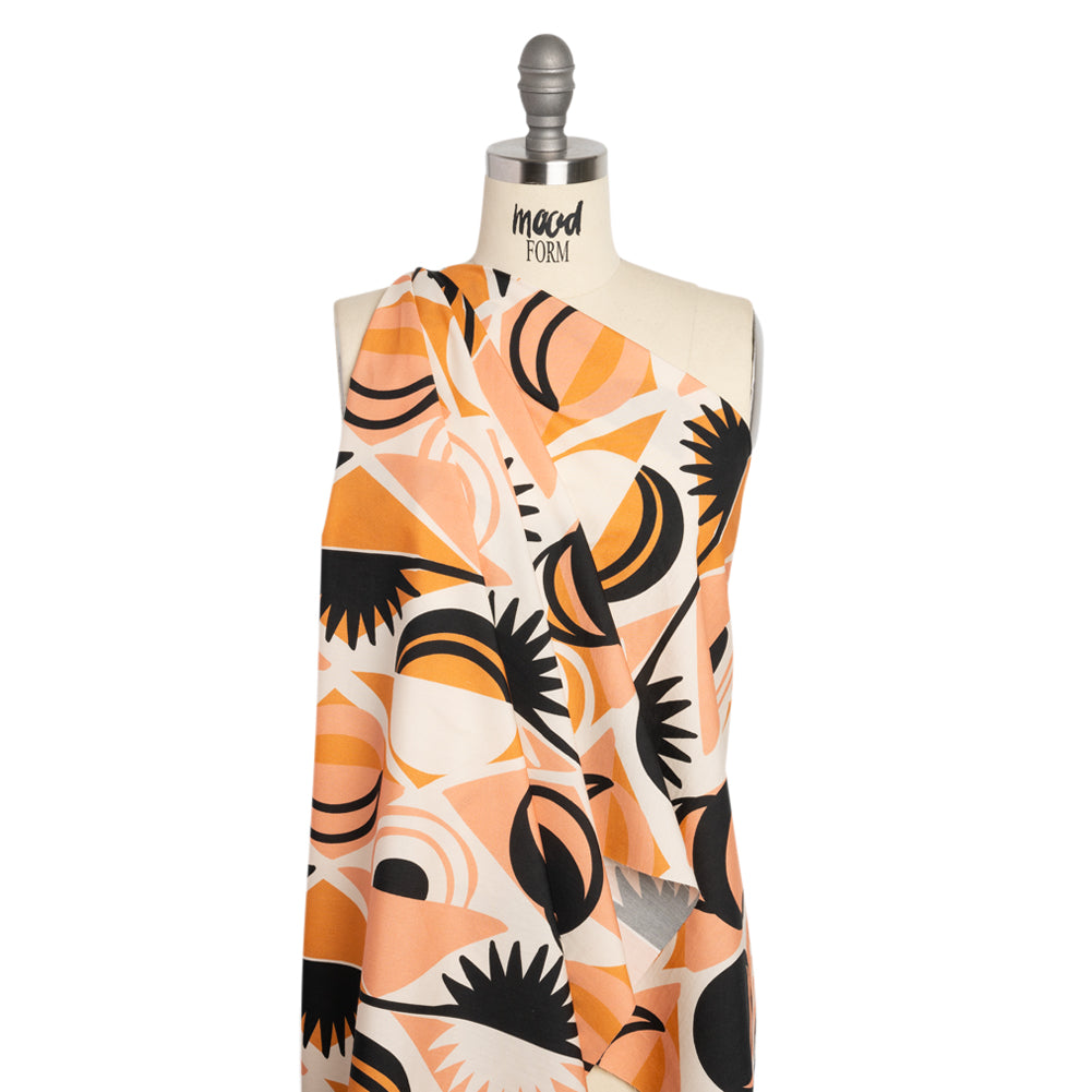 Cotton Poplin Print - Orange Geometric Suns and Circles - Mood Exclusive Twinkle Twinkle Drape Cotton Poplin Print - Orange Geometric Suns and Circles - Mood Exclusive Twinkle Twinkle Drape