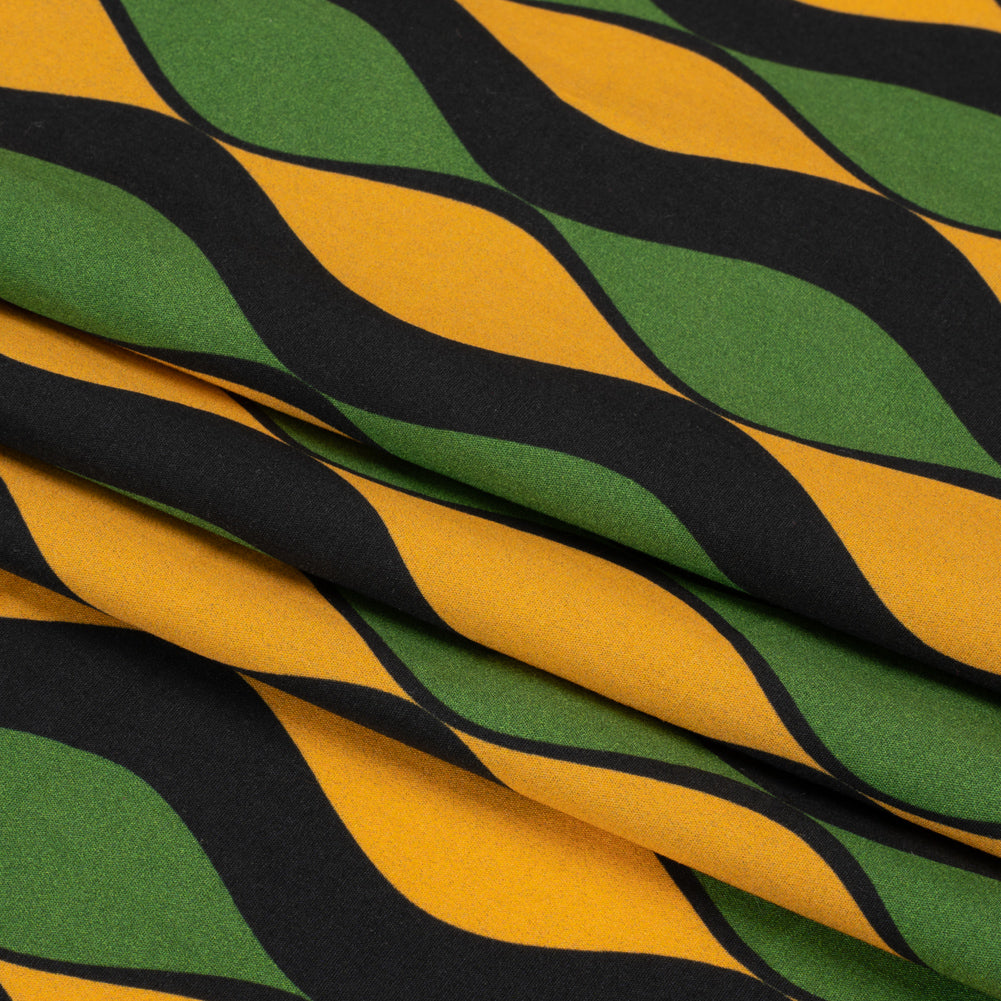 Cotton Poplin Print - Green and Gold Waves - Mood Exclusive Mayfield Falls Folded Cotton Poplin Print - Green and Gold Waves - Mood Exclusive Mayfield Falls Folded