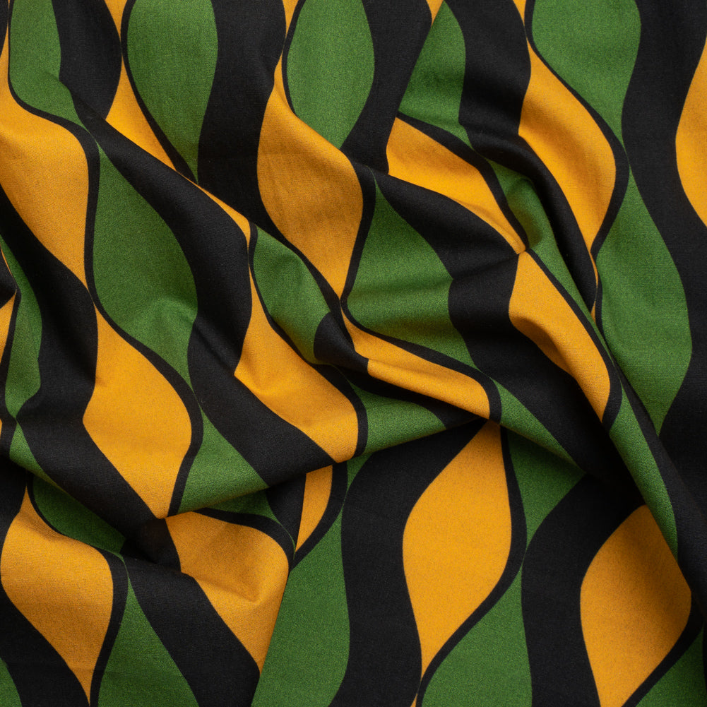 Cotton Poplin Print - Green and Gold Waves - Mood Exclusive Mayfield Falls Cotton Poplin Print - Green and Gold Waves - Mood Exclusive Mayfield Falls