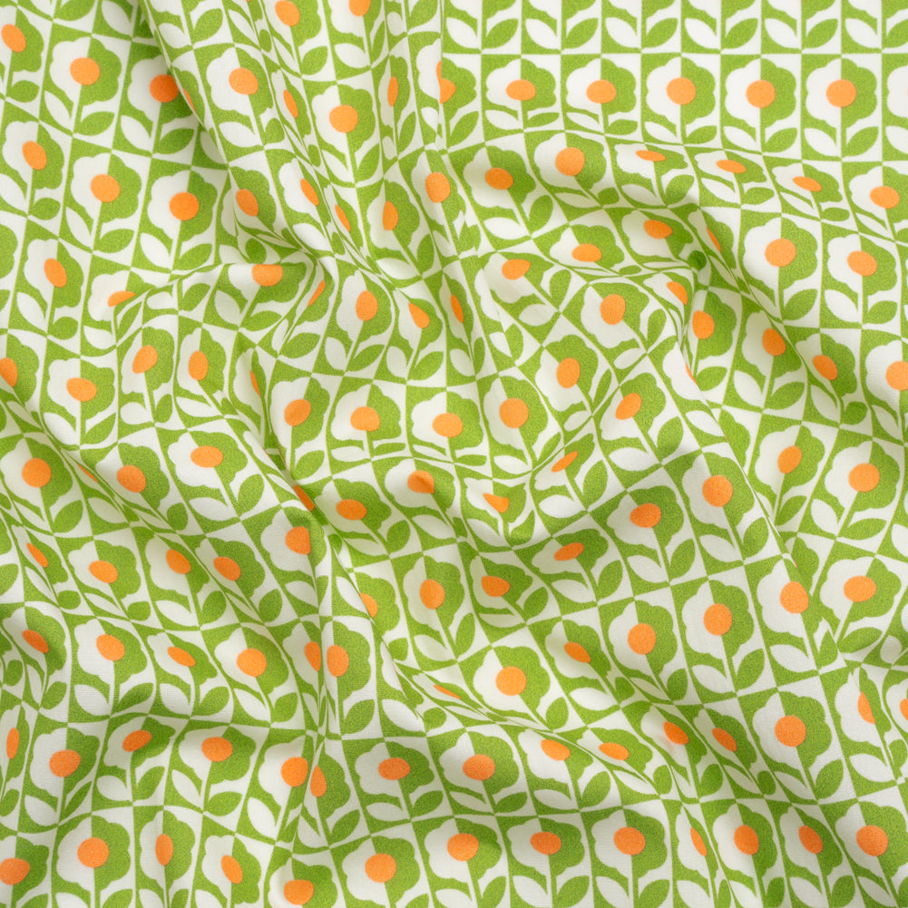 Cotton Poplin Print - Green, White and Orange Retro Florals - Mood Exclusive Build Me Up Cotton Poplin Print - Green, White and Orange Retro Florals - Mood Exclusive Build Me Up