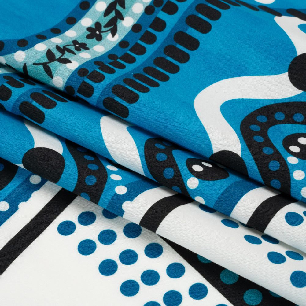 Cotton Poplin Panel - Blue Geometric and Floral - Mood Exclusive Link Up Folded Cotton Poplin Panel - Blue Geometric and Floral - Mood Exclusive Link Up Folded