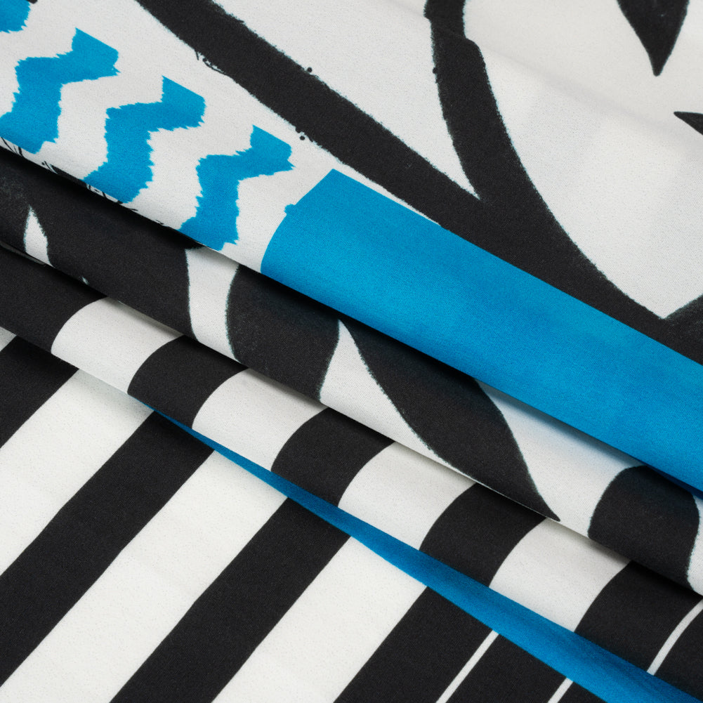 Cotton Poplin Panel - Blue Palm Tree Stripes - Mood Exclusive Bahama Shutter Folded Cotton Poplin Panel - Blue Palm Tree Stripes - Mood Exclusive Bahama Shutter Folded