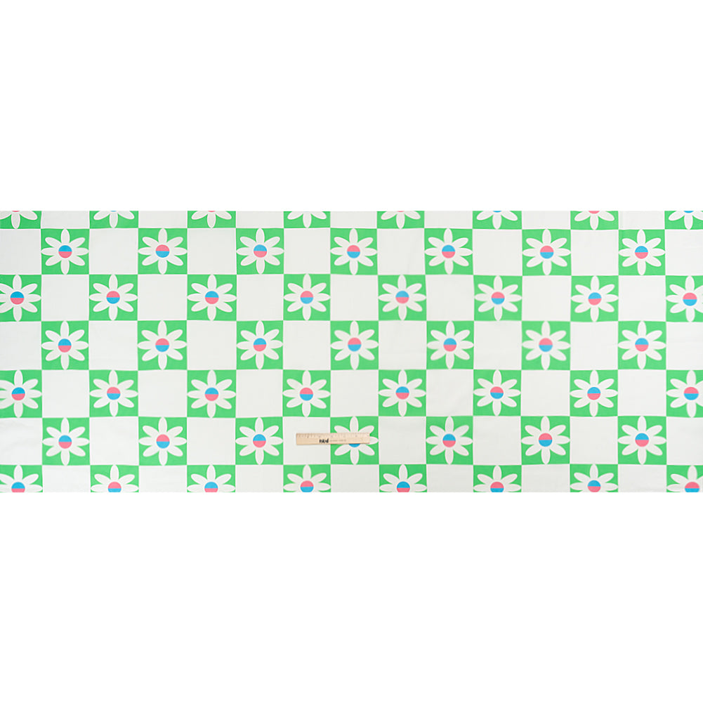 Cotton Poplin Print - Green Floral Checkers - Mood Exclusive Game of Growth Full Cotton Poplin Print - Green Floral Checkers - Mood Exclusive Game of Growth Full