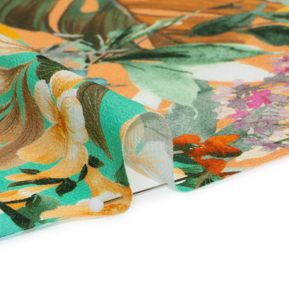 Sustainable Viscose Crepe Print - Aqua Blue and Yellow Floral Tile Stripes - Mood Exclusive El Paraiso Folded Sustainable Viscose Crepe Print - Aqua Blue and Yellow Floral Tile Stripes - Mood Exclusive El Paraiso Folded
