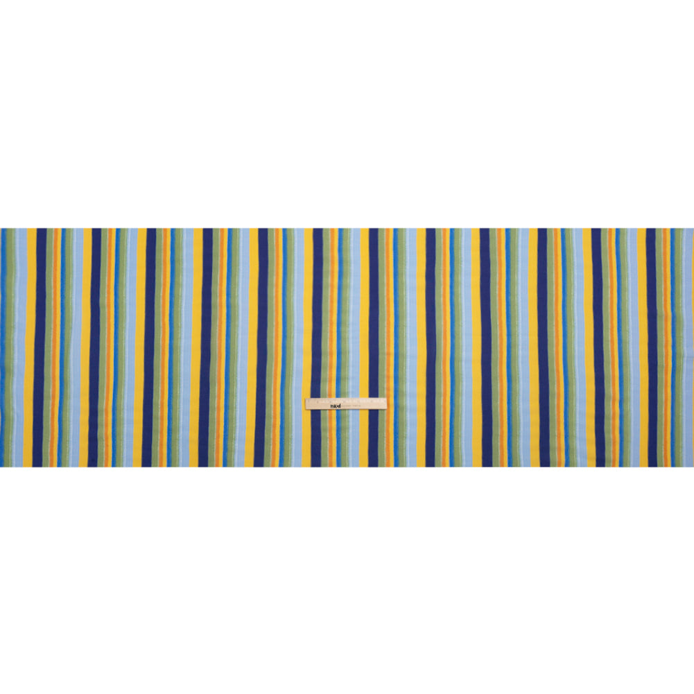 Sustainable Viscose Crepe Print - Blue, Orange and Yellow Stripes - Mood Exclusive Between the Lines Full Sustainable Viscose Crepe Print - Blue, Orange and Yellow Stripes - Mood Exclusive Between the Lines Full