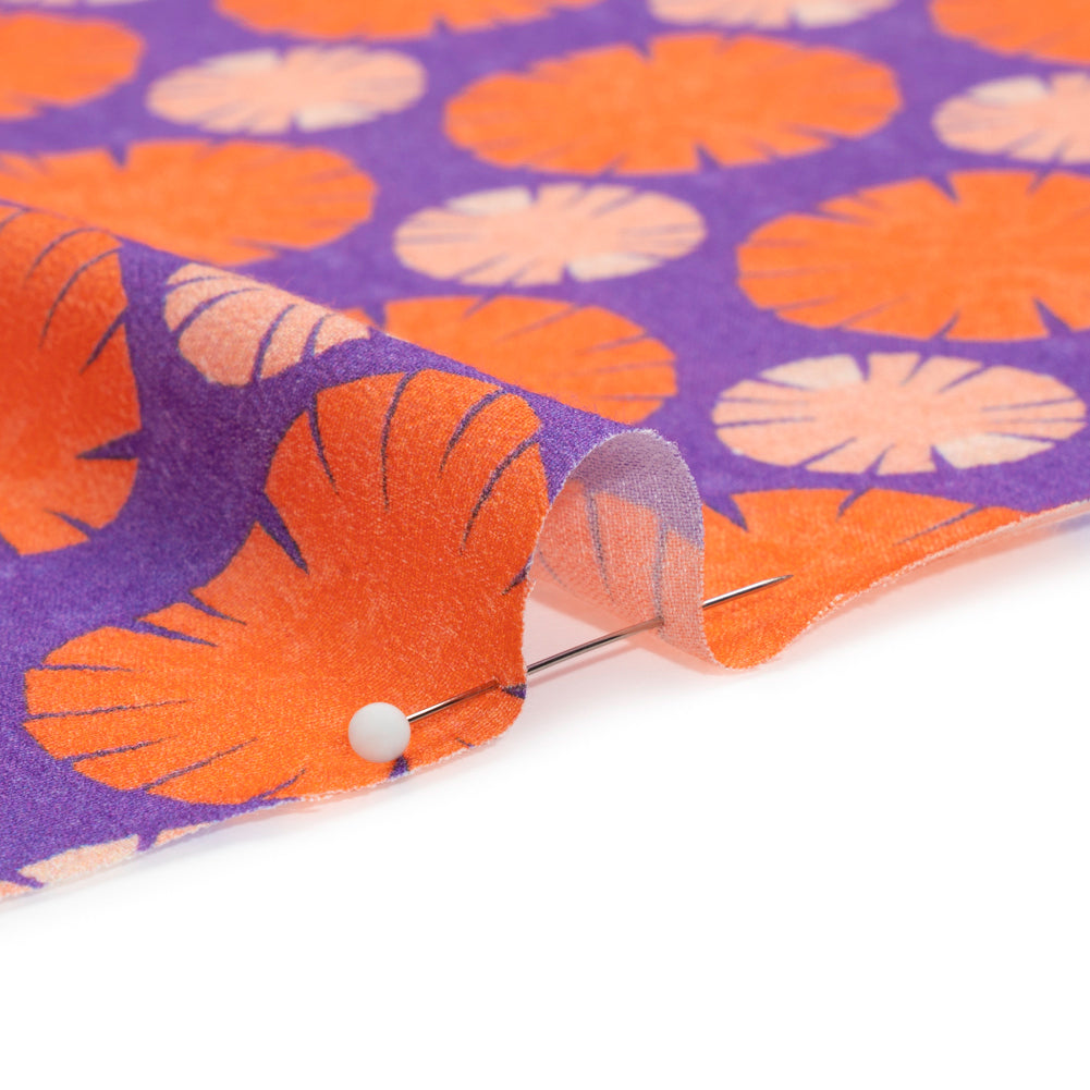 Sustainable Viscose Crepe Print - Purple, Red and Coral Floral Polka Dots - Mood Exclusive Sunshine Grounds Detail Sustainable Viscose Crepe Print - Purple, Red and Coral Floral Polka Dots - Mood Exclusive Sunshine Grounds Detail
