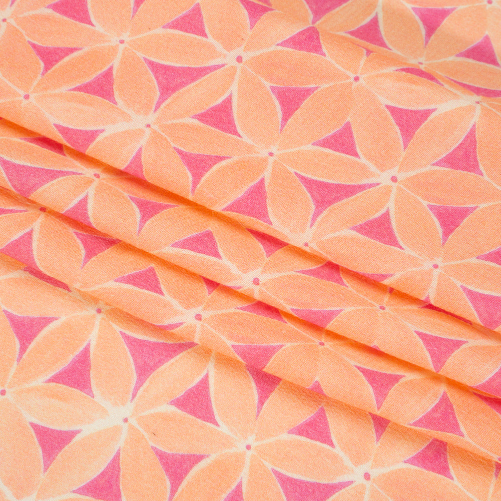 Sustainable Viscose Crepe Print - Peach and Pink Flower Lattice - Mood Exclusive Lovely Lillies Folded Sustainable Viscose Crepe Print - Peach and Pink Flower Lattice - Mood Exclusive Lovely Lillies Folded