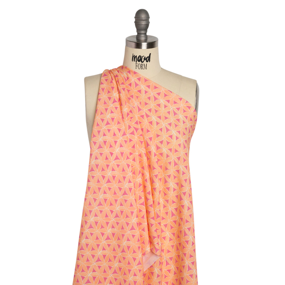 Sustainable Viscose Crepe Print - Peach and Pink Flower Lattice - Mood Exclusive Lovely Lillies Drape Sustainable Viscose Crepe Print - Peach and Pink Flower Lattice - Mood Exclusive Lovely Lillies Drape