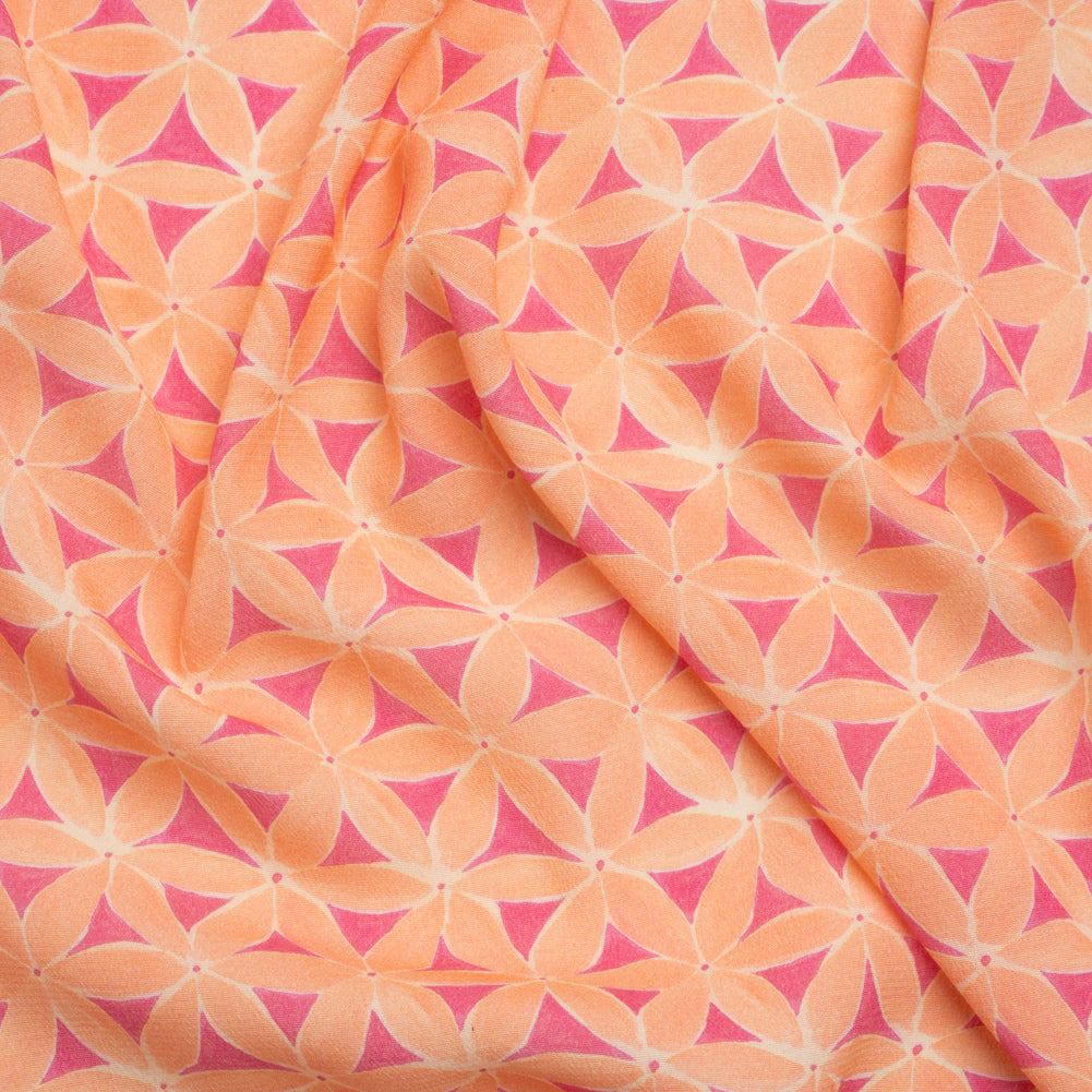 Sustainable Viscose Crepe Print - Peach and Pink Flower Lattice - Mood Exclusive Lovely Lillies Sustainable Viscose Crepe Print - Peach and Pink Flower Lattice - Mood Exclusive Lovely Lillies
