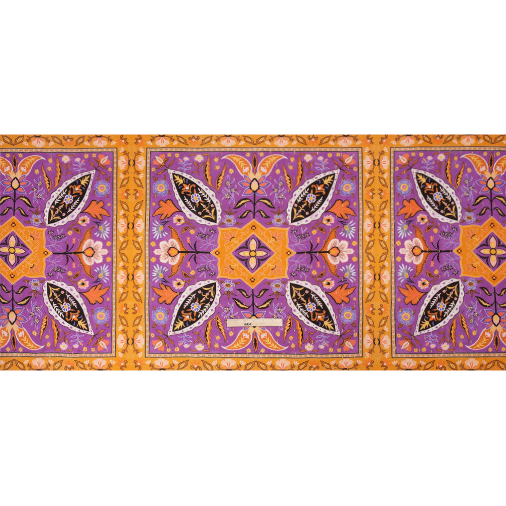 Mood Exclusive Purple Floral Facade Metallic Dotted Crinkled Viscose Crepe Panel Drape Mood Exclusive Purple Floral Facade Metallic Dotted Crinkled Viscose Crepe Panel Drape