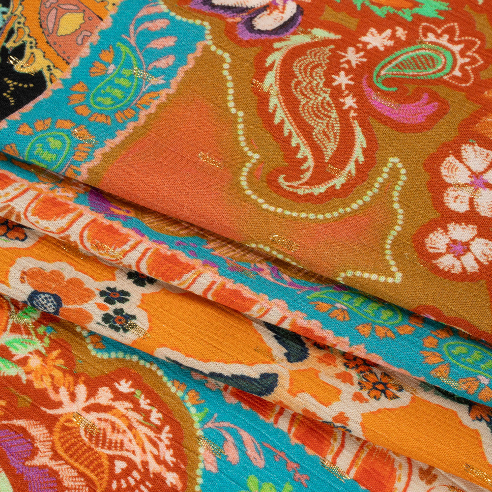 Mood Exclusive Queen of Tangerine Metallic Dotted Crinkled Viscose Crepe Full Mood Exclusive Queen of Tangerine Metallic Dotted Crinkled Viscose Crepe Full