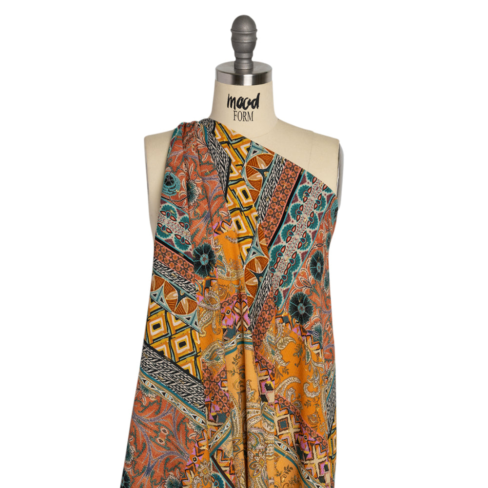 Mood Exclusive Mustard Buffet in Bloom Metallic Dotted Crinkled Viscose Crepe Detail Mood Exclusive Mustard Buffet in Bloom Metallic Dotted Crinkled Viscose Crepe Detail