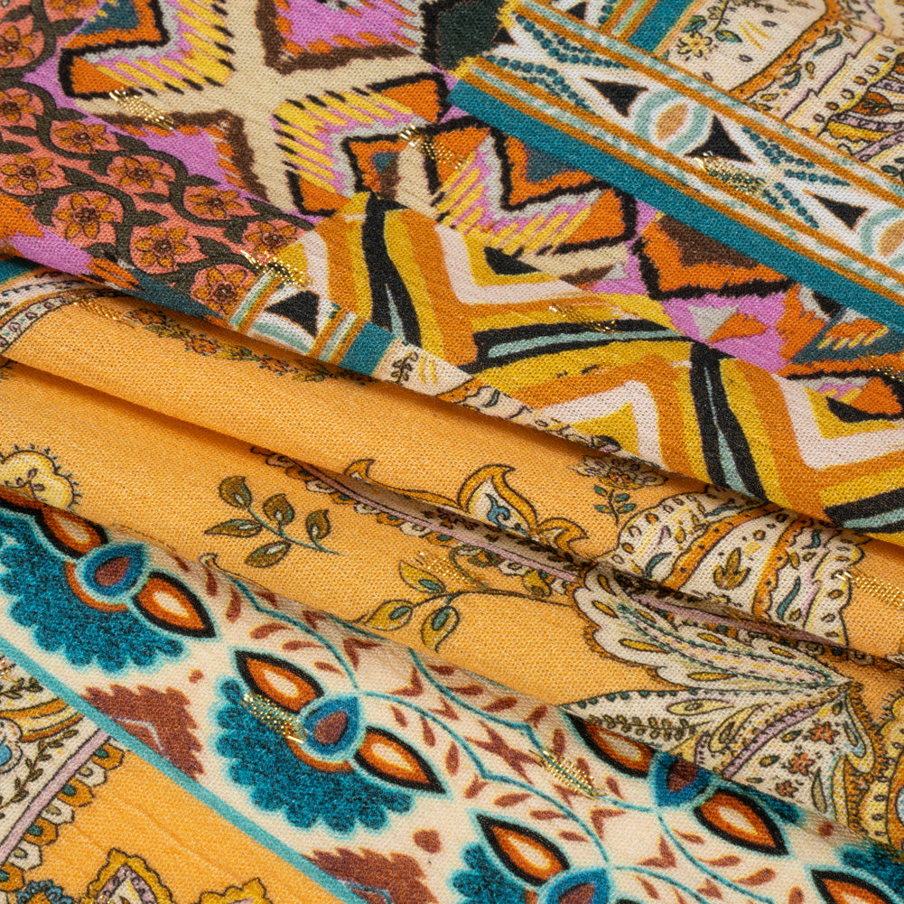 Mood Exclusive Mustard Buffet in Bloom Metallic Dotted Crinkled Viscose Crepe Full Mood Exclusive Mustard Buffet in Bloom Metallic Dotted Crinkled Viscose Crepe Full