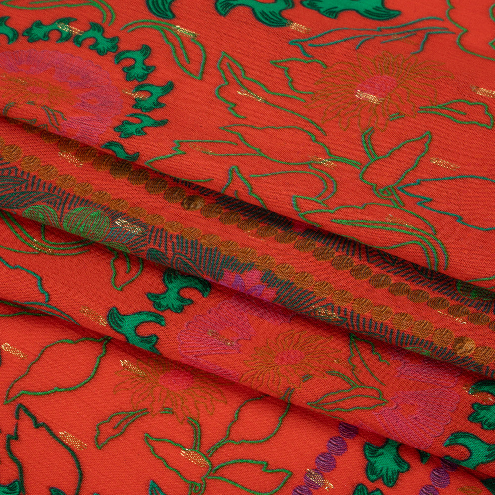 Mood Exclusive Red Let us Lotus Metallic Dotted Crinkled Viscose Crepe Panel Full Mood Exclusive Red Let us Lotus Metallic Dotted Crinkled Viscose Crepe Panel Full