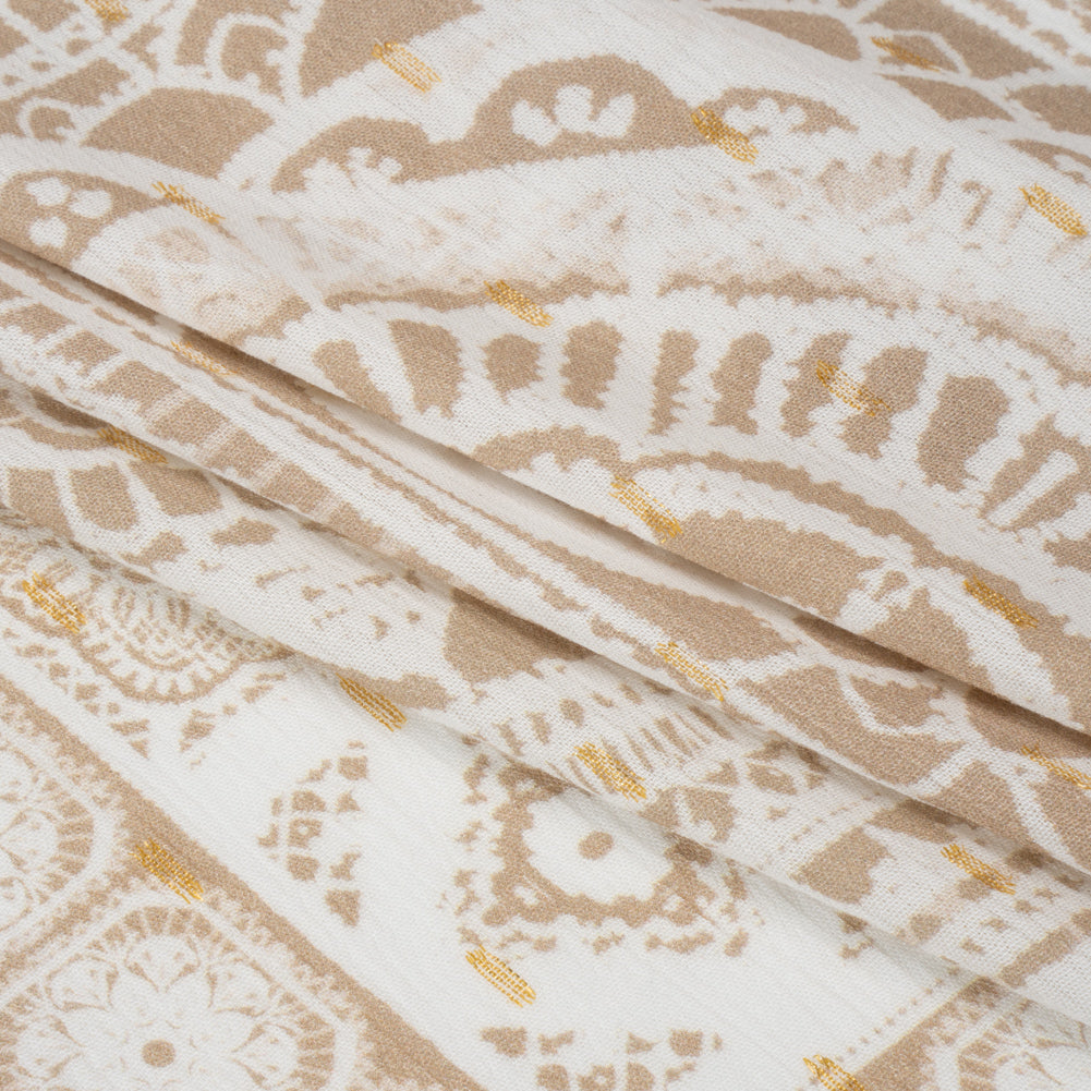 Mood Exclusive Beige Tapestry Tiles Metallic Dotted Crinkled Viscose Crepe Panel Full Mood Exclusive Beige Tapestry Tiles Metallic Dotted Crinkled Viscose Crepe Panel Full