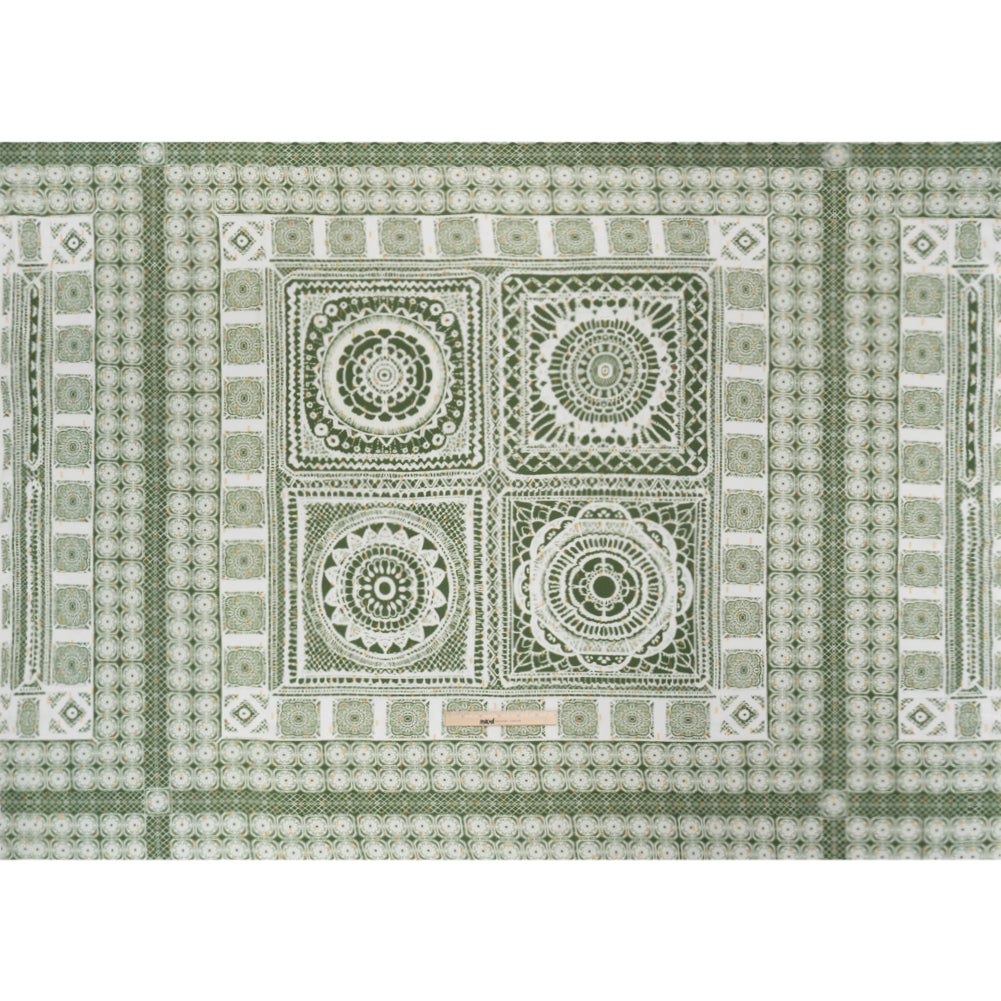 Mood Exclusive Grass Green Tapestry Tiles Metallic Dotted Crinkled Viscose Crepe Panel Drape Mood Exclusive Grass Green Tapestry Tiles Metallic Dotted Crinkled Viscose Crepe Panel Drape