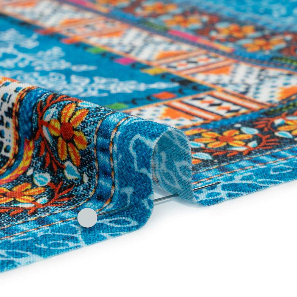 Mood Exclusive Blue Bandana Bonanza Stretch Sustainable Rayon Batiste Panel Folded Mood Exclusive Blue Bandana Bonanza Stretch Sustainable Rayon Batiste Panel Folded