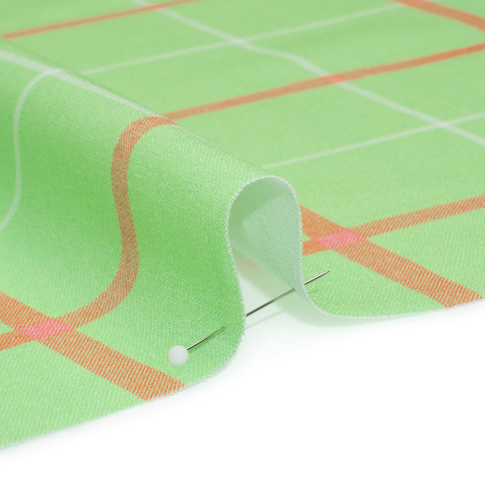 Linen and Rayon Woven Print - Lime Green and Orange Plaid - Mood Exclusive Guest List Detail Linen and Rayon Woven Print - Lime Green and Orange Plaid - Mood Exclusive Guest List Detail