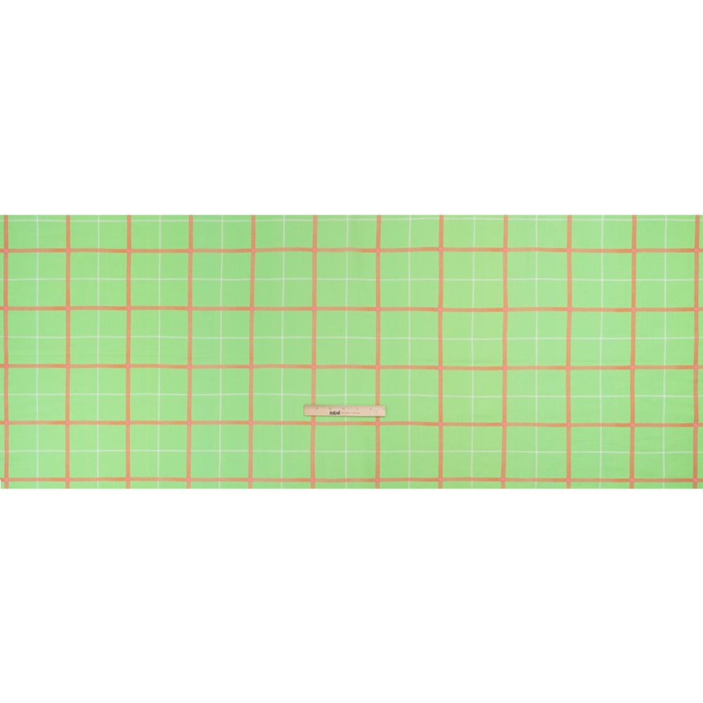 Linen and Rayon Woven Print - Lime Green and Orange Plaid - Mood Exclusive Guest List Full Linen and Rayon Woven Print - Lime Green and Orange Plaid - Mood Exclusive Guest List Full