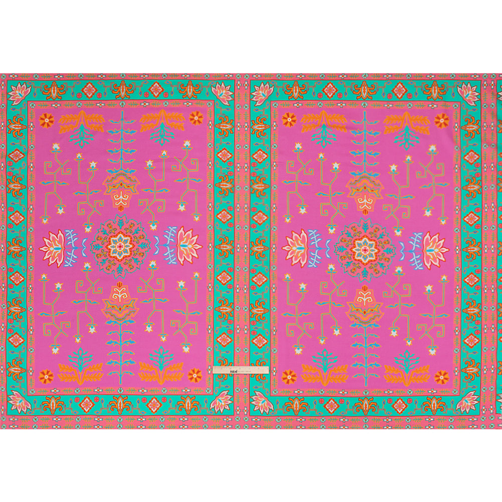 Viscose Crepe Panel - Pink and Turquoise Geometric Floral - Mood Exclusive Pasadena Ballerina Drape Viscose Crepe Panel - Pink and Turquoise Geometric Floral - Mood Exclusive Pasadena Ballerina Drape