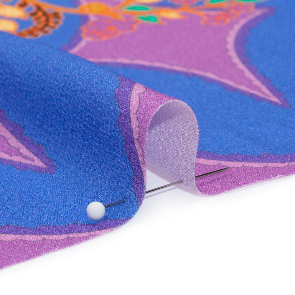 Viscose Crepe Panel - Blue, Purple and Orange Floral Waves - Mood Exclusive Blueberry Bash Folded Viscose Crepe Panel - Blue, Purple and Orange Floral Waves - Mood Exclusive Blueberry Bash Folded