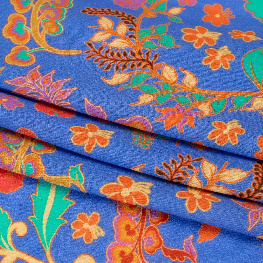 Viscose Crepe Panel - Blue, Purple and Orange Floral Waves - Mood Exclusive Blueberry Bash Full Viscose Crepe Panel - Blue, Purple and Orange Floral Waves - Mood Exclusive Blueberry Bash Full