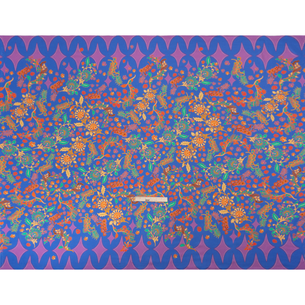 Viscose Crepe Panel - Blue, Purple and Orange Floral Waves - Mood Exclusive Blueberry Bash Drape Viscose Crepe Panel - Blue, Purple and Orange Floral Waves - Mood Exclusive Blueberry Bash Drape