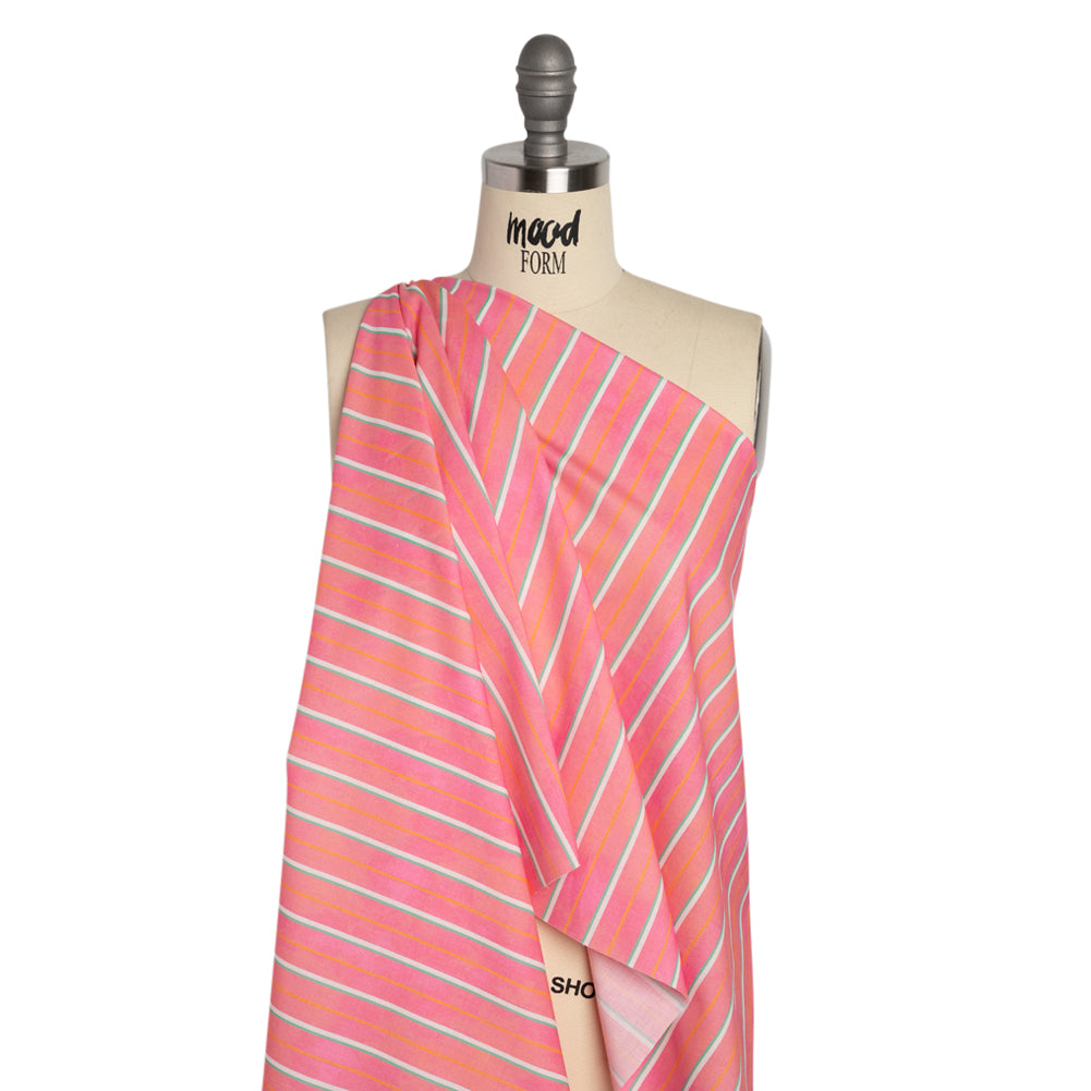 Cotton Voile Print - Flamingo Pink Stripes - Mood Exclusive Pinstriped Party Drape Cotton Voile Print - Flamingo Pink Stripes - Mood Exclusive Pinstriped Party Drape