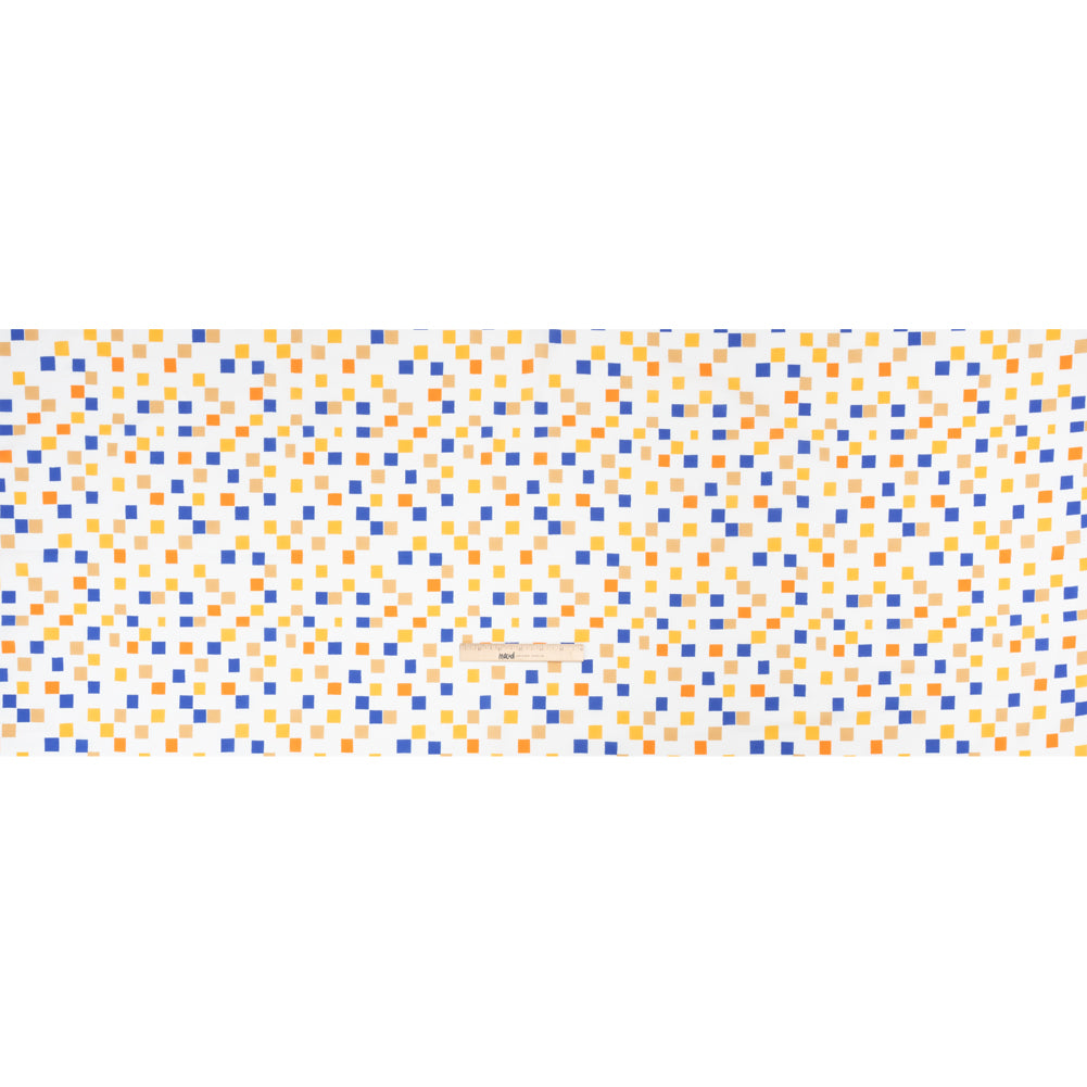 Cotton Voile Print - Blue and Orange Sqare Confetti - Mood Exclusive Cubic Field Full Cotton Voile Print - Blue and Orange Sqare Confetti - Mood Exclusive Cubic Field Full