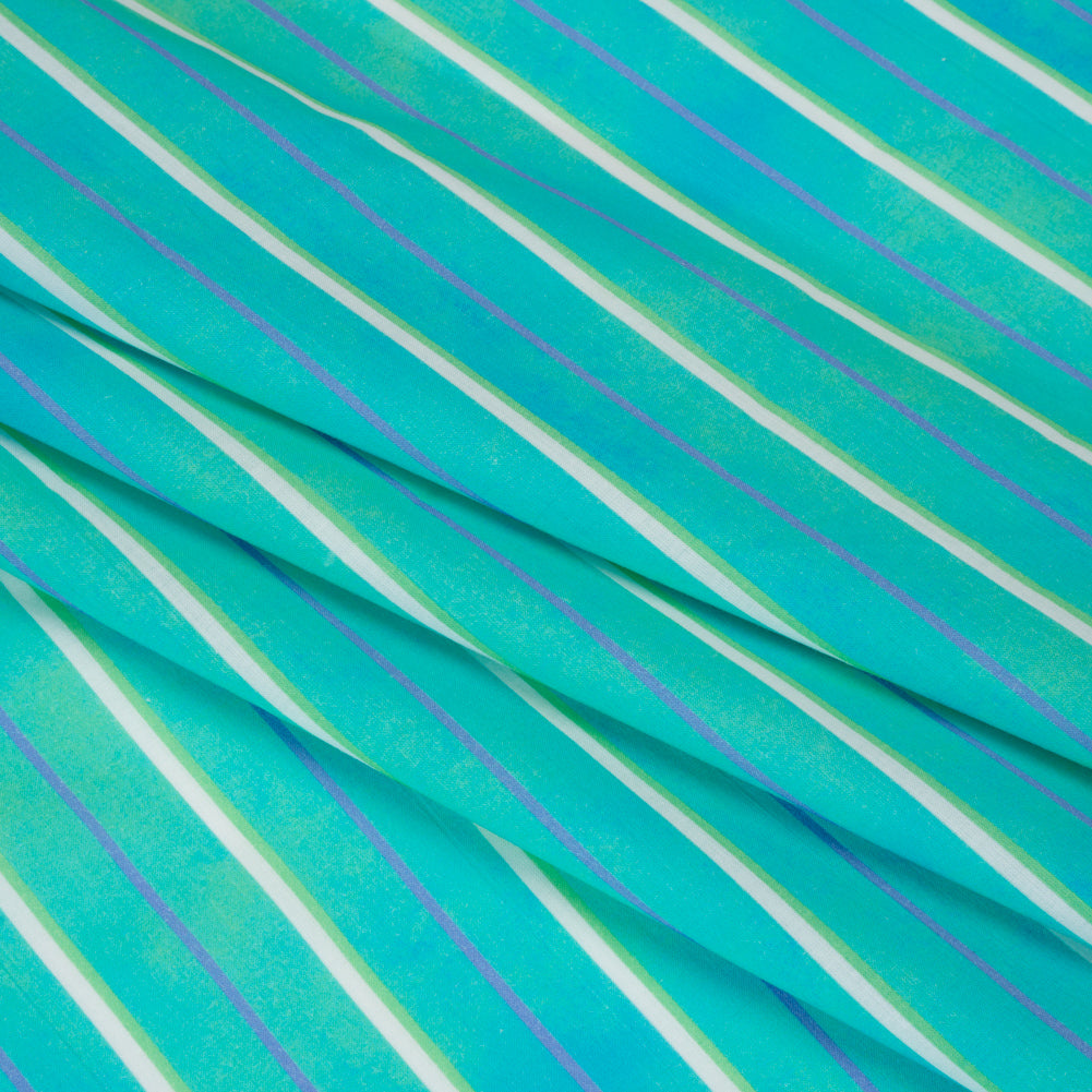 Cotton Voile Print - Turquoise Stripes - Mood Exclusive Pinstriped Party Folded Cotton Voile Print - Turquoise Stripes - Mood Exclusive Pinstriped Party Folded