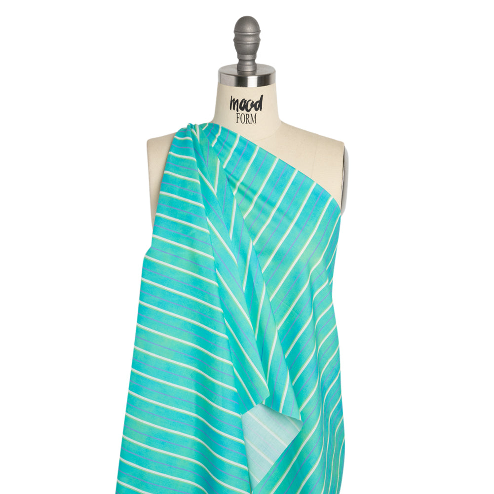 Cotton Voile Print - Turquoise Stripes - Mood Exclusive Pinstriped Party Drape Cotton Voile Print - Turquoise Stripes - Mood Exclusive Pinstriped Party Drape