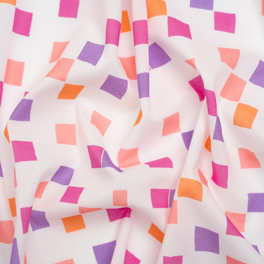 Cotton Voile Print - Pink and Purple Square Confetti - Mood Exclusive Cubic Field Cotton Voile Print - Pink and Purple Square Confetti - Mood Exclusive Cubic Field