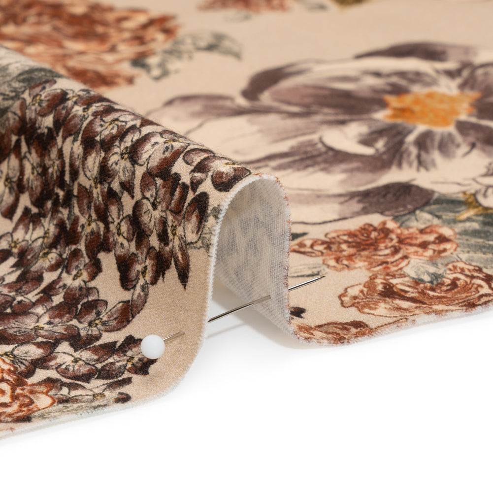 Brushed Stretch Cotton Twill Print - Beige and Brown Floral - Mood Exclusive Lunchtime at Washburn Detail Brushed Stretch Cotton Twill Print - Beige and Brown Floral - Mood Exclusive Lunchtime at Washburn Detail