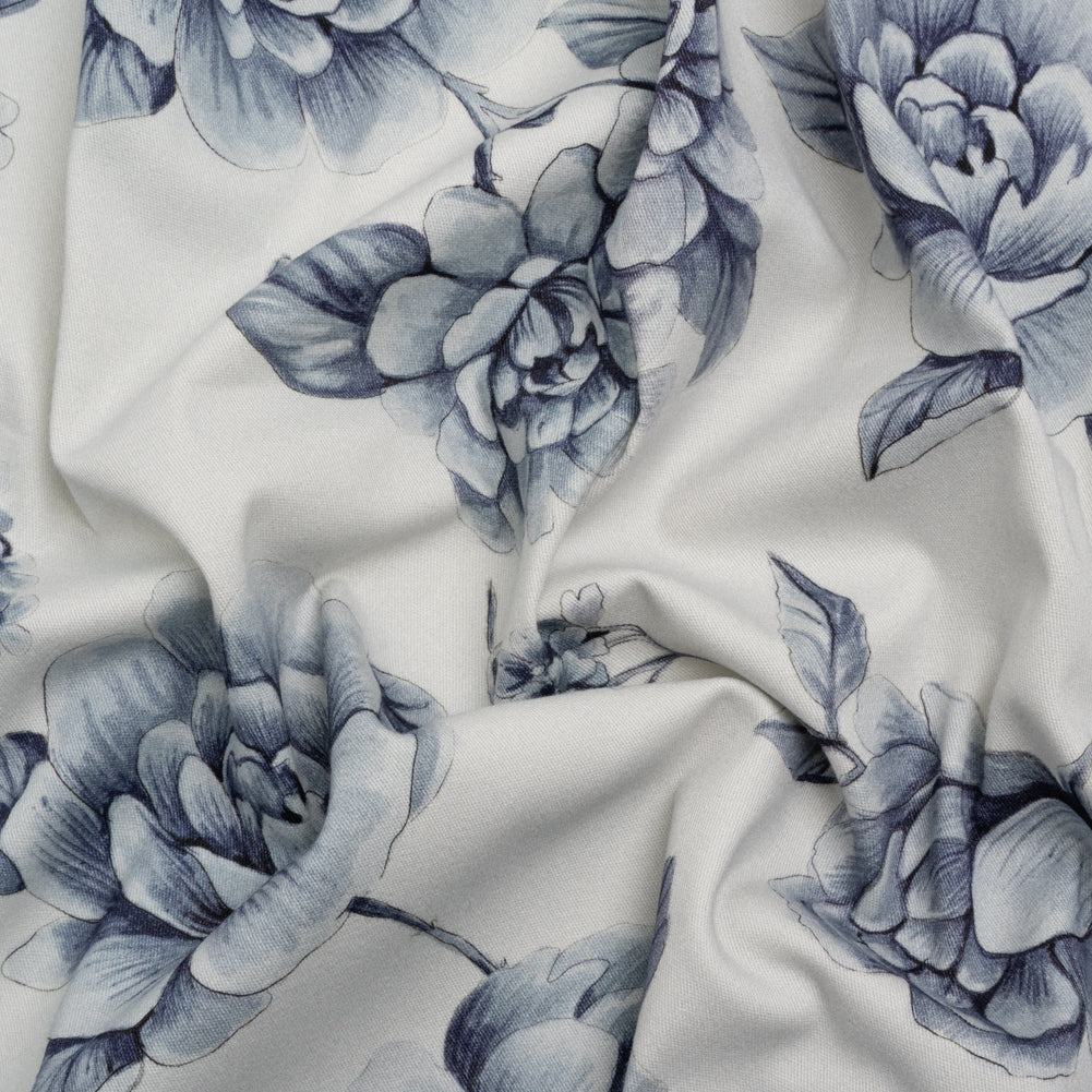 Brushed Stretch Cotton Twill Print - Gray and White Floral - Mood Exclusive Bushel and a Peck Brushed Stretch Cotton Twill Print - Gray and White Floral - Mood Exclusive Bushel and a Peck