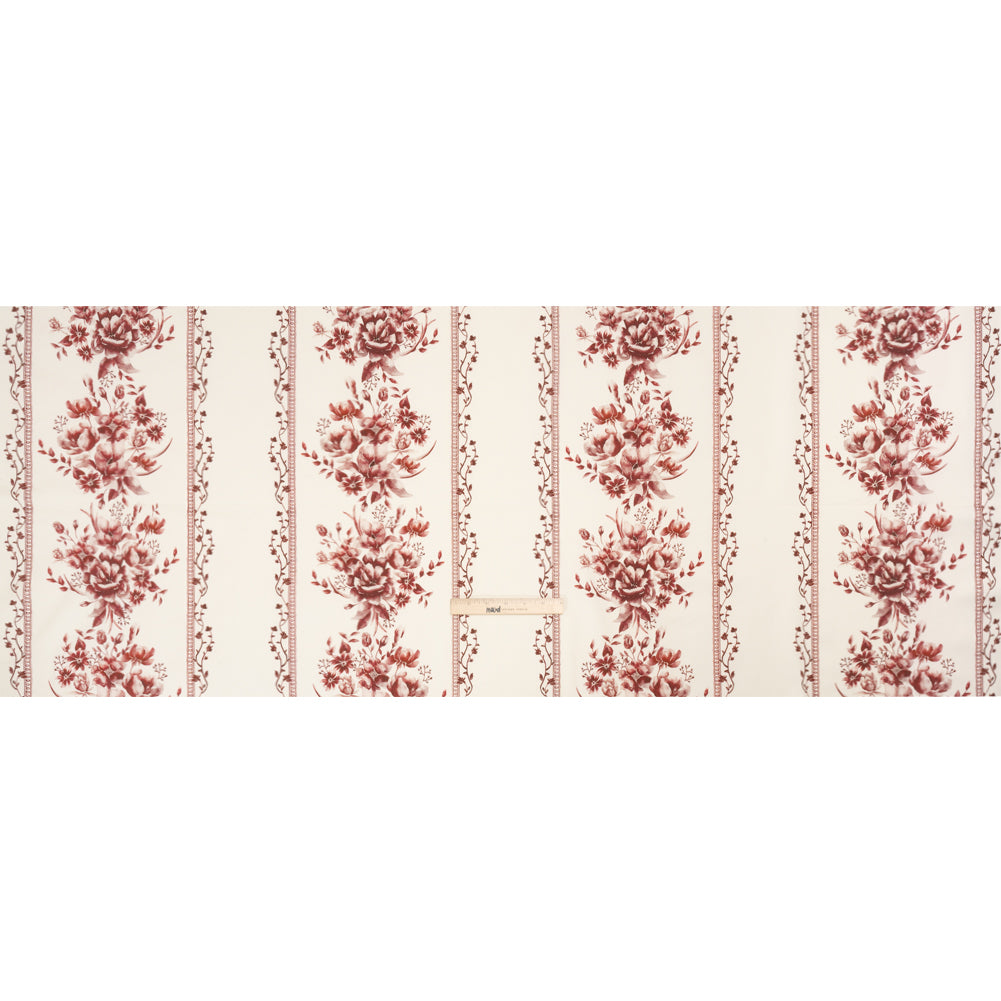 Brushed Stretch Cotton Twill Print - Burgundy and White Floral Stripes - Mood Exclusive Pathway to Paradise Full Brushed Stretch Cotton Twill Print - Burgundy and White Floral Stripes - Mood Exclusive Pathway to Paradise Full