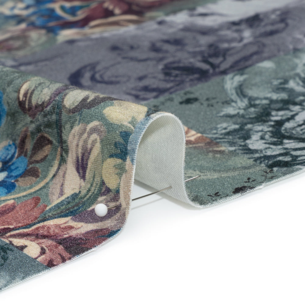 Brushed Stretch Cotton Twill Print - Blue Floral Patchwork - Mood Exclusive Vintage Vignettes Detail Brushed Stretch Cotton Twill Print - Blue Floral Patchwork - Mood Exclusive Vintage Vignettes Detail