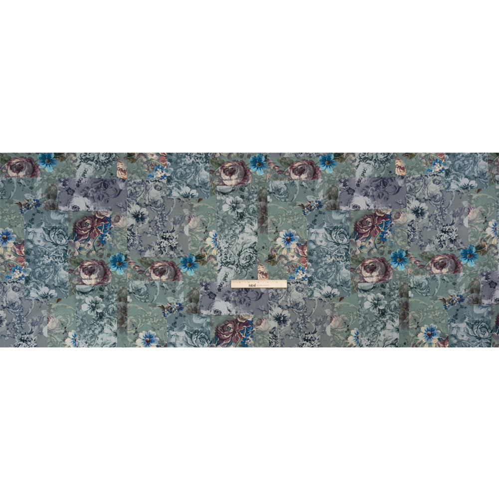 Brushed Stretch Cotton Twill Print - Blue Floral Patchwork - Mood Exclusive Vintage Vignettes Full Brushed Stretch Cotton Twill Print - Blue Floral Patchwork - Mood Exclusive Vintage Vignettes Full