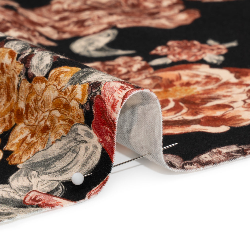 Brushed Stretch Cotton Twill Print - Black and Brown Floral - Mood Exclusive Lunchtime at Washburn Detail Brushed Stretch Cotton Twill Print - Black and Brown Floral - Mood Exclusive Lunchtime at Washburn Detail