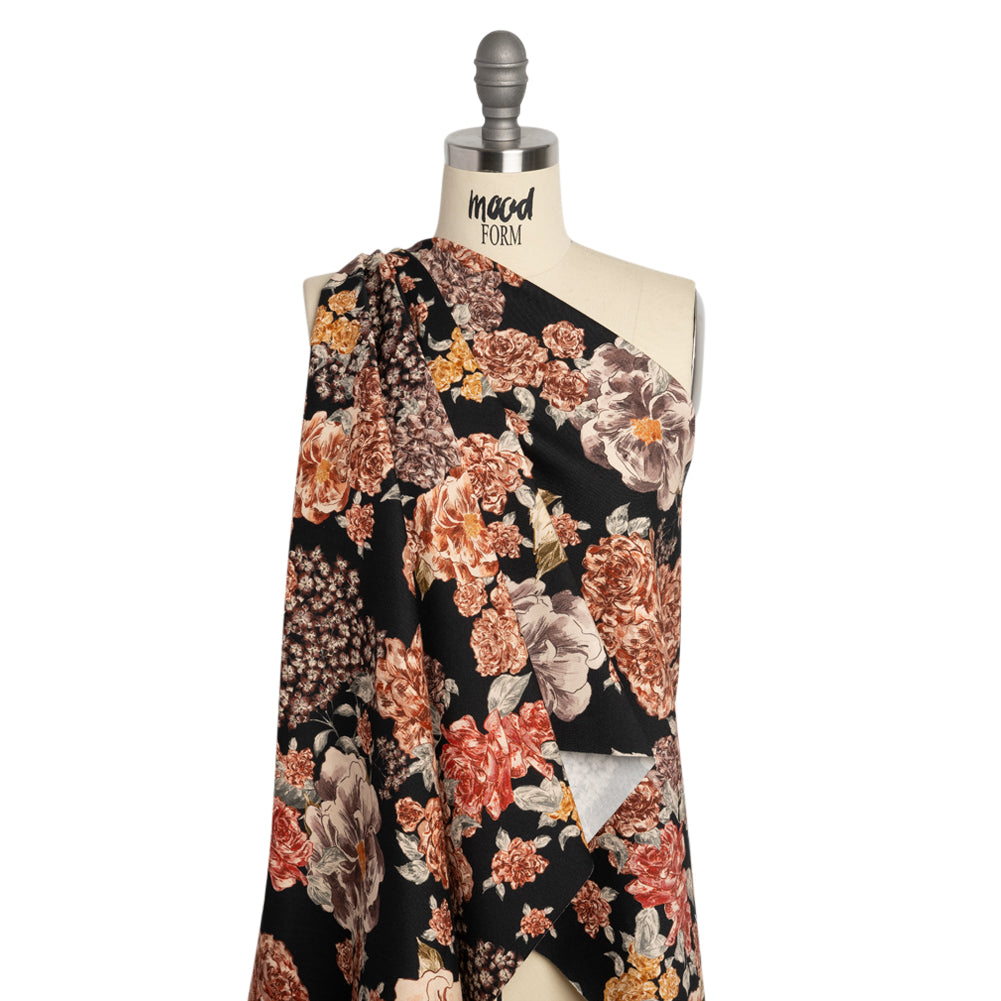 Brushed Stretch Cotton Twill Print - Black and Brown Floral - Mood Exclusive Lunchtime at Washburn Drape Brushed Stretch Cotton Twill Print - Black and Brown Floral - Mood Exclusive Lunchtime at Washburn Drape
